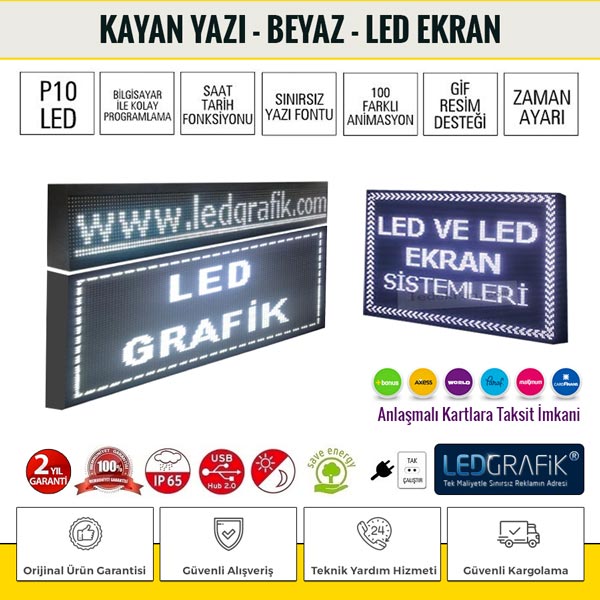 Kayan Yazı 16x32 Beyaz Led Tabela