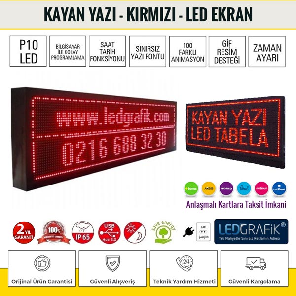 Kayan Yazı 32x32 Kırmızı Led Tabela