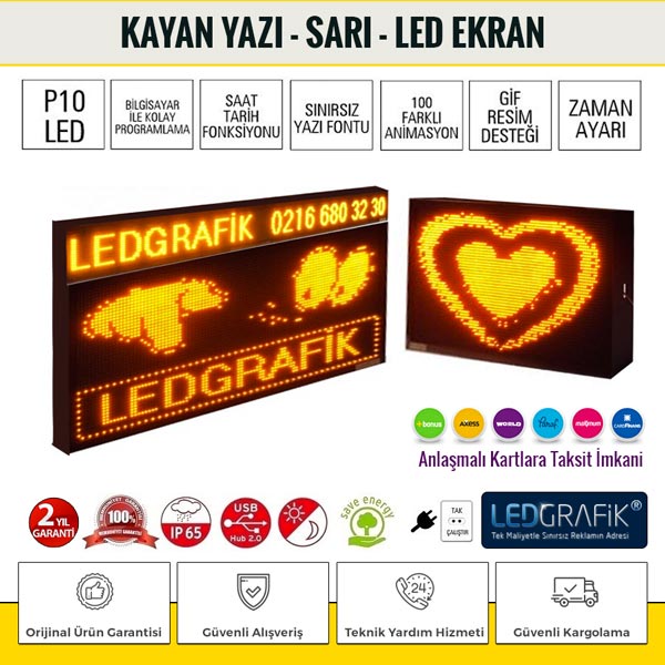 Kayan Yazı 16x32 Sarı Led Tabela